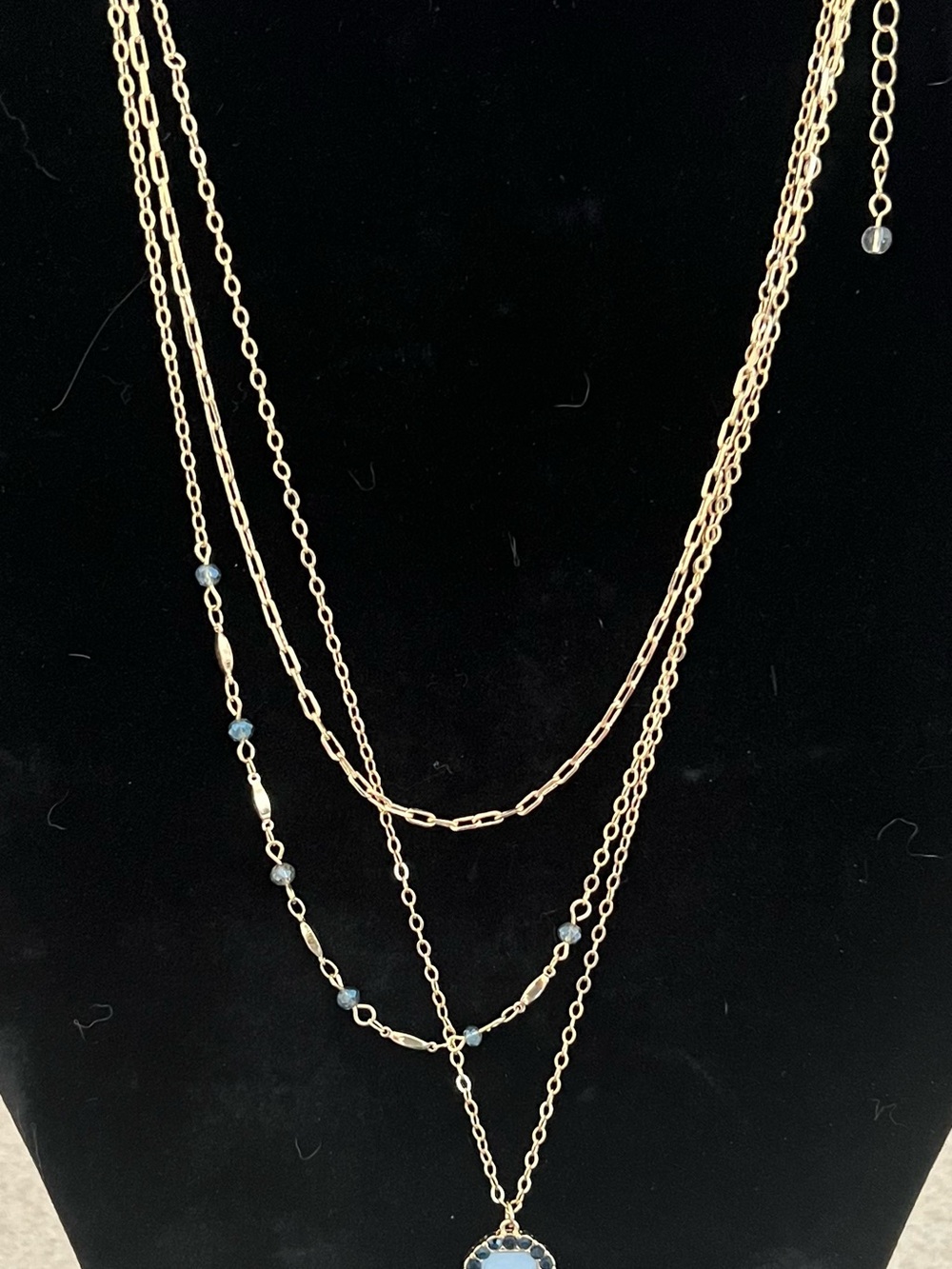 Lane Bryant Gold-Tone Layered Necklace with Blue Beads